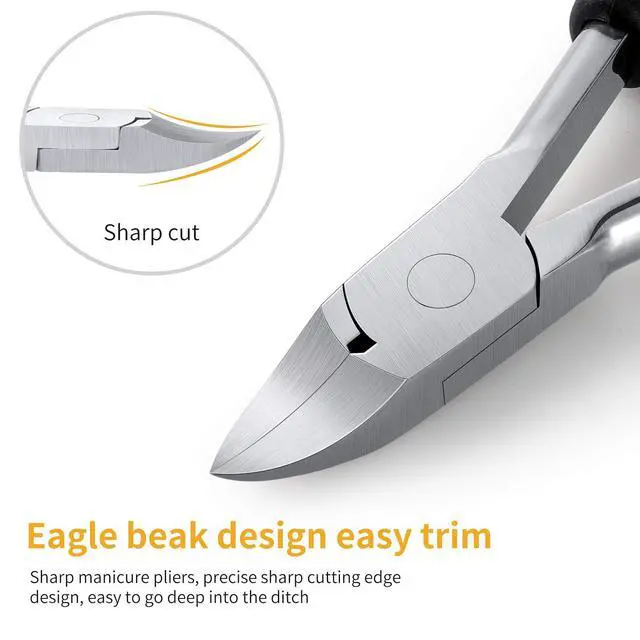 Alt view image 2 of 7 - Ingrown Toenail Clippers Kit, Professional Thick & Ingrown Toe Nail Clippers for Seniors Men & Women, Stainless Steel Super Sharp Curved Blade Pedicure Nipper with Ingrown Lifter Tool (Black)