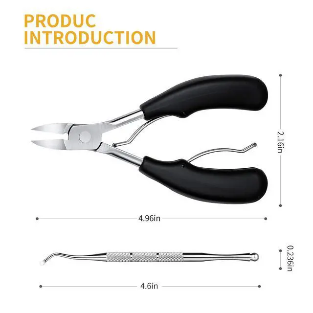Alt view image 7 of 7 - Ingrown Toenail Clippers Kit, Professional Thick & Ingrown Toe Nail Clippers for Seniors Men & Women, Stainless Steel Super Sharp Curved Blade Pedicure Nipper with Ingrown Lifter Tool (Black)