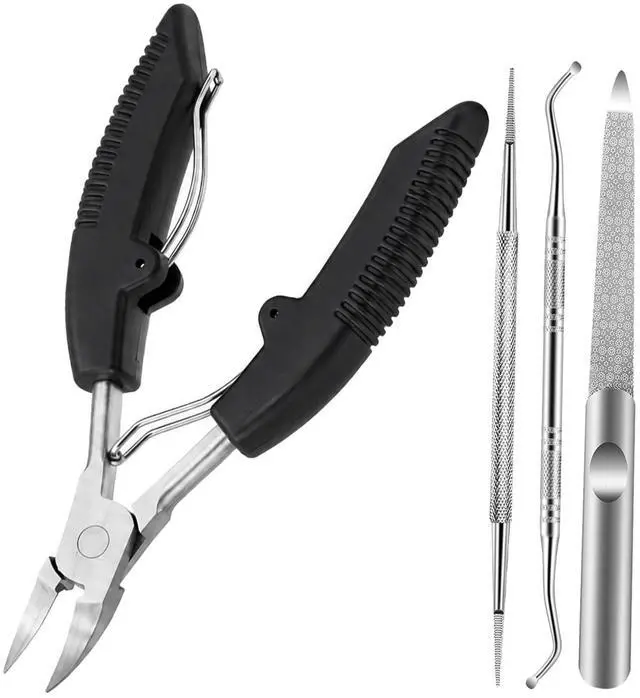 Main image of Ingrown Toenail Clippers for Thick Nails, 4-in-1 Professional Podiatrist Toe Nail Clippers Set for Seniors, Heavy Duty Nail Clippers with Ingrown Toenail Lifter & Nail File