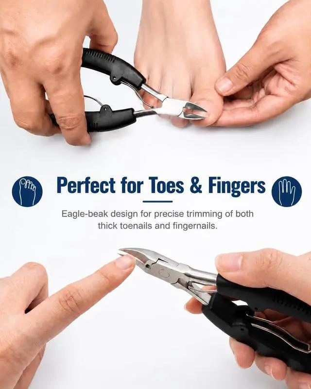 Alt view image 3 of 7 - Ingrown Toenail Clippers for Thick Nails, 4-in-1 Professional Podiatrist Toe Nail Clippers Set for Seniors, Heavy Duty Nail Clippers with Ingrown Toenail Lifter & Nail File