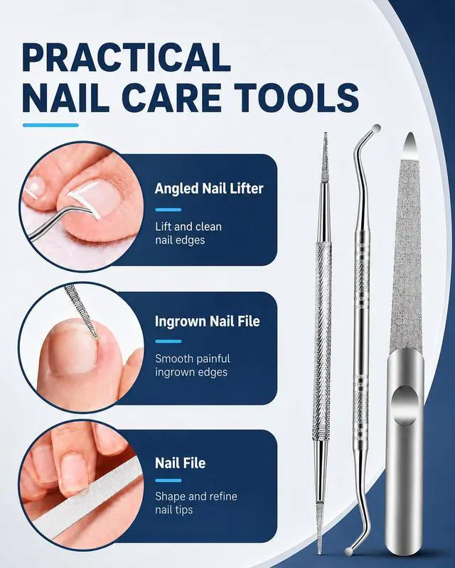 Alt view image 6 of 7 - Ingrown Toenail Clippers for Thick Nails, 4-in-1 Professional Podiatrist Toe Nail Clippers Set for Seniors, Heavy Duty Nail Clippers with Ingrown Toenail Lifter & Nail File
