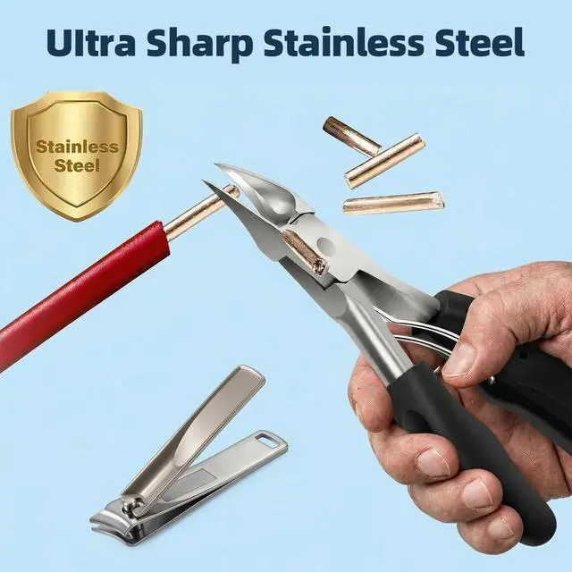 Alt view image 5 of 7 - Toenail Clippers for Seniors Thick ToenailsHeavy Duty Ingrown Toe Nail Clippers for Men Women, Single Blade Nail Cutter,Nail File Professional Double Sided 100/180 Grit Nail Tools Pedicure kit