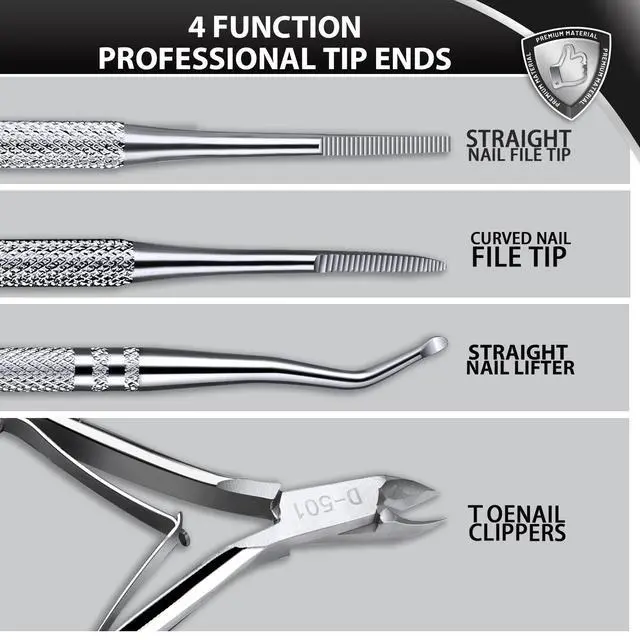 Alt view image 2 of 7 - Ingrown Toenail Tool, Pedicure Tools for Feet, Stainless Steel Ingrown Toenail Clippers, Ingrown Toenail File and Lifters