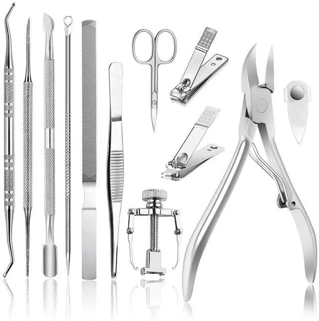 Main image of Toenail Clippers 12-Piece Nail Treatment Foot Tool, Ingrown Toenail Removal Correction Clippers, Surgery Grade Nail File Lifter, Professional Pedicure Tool.