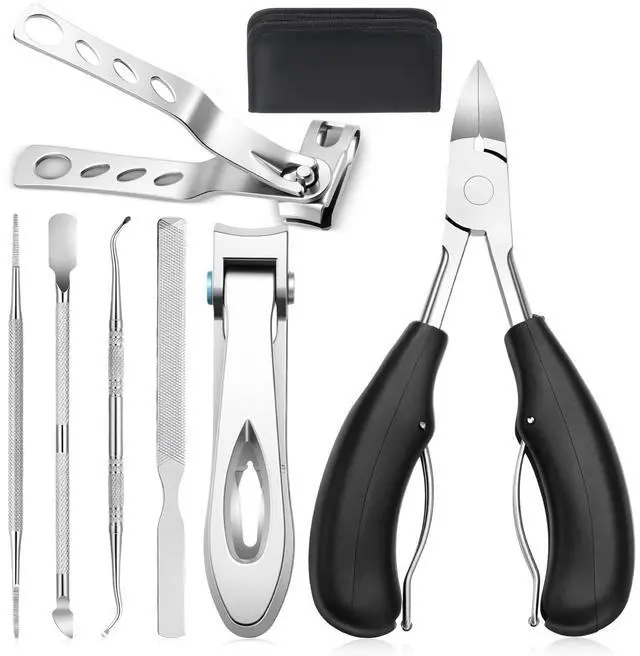 Main image of 7 Pcs Ingrown Toenail Removal Kit, Heavy Duty Nail Treatment Foot Tool Professional Long Handle Ingrown Toenail Removal Clippers for Seniors Thick Toenails Men Women