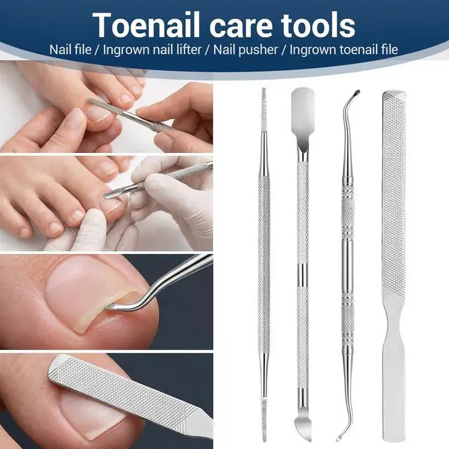 Alt view image 5 of 7 - 7 Pcs Ingrown Toenail Removal Kit, Heavy Duty Nail Treatment Foot Tool Professional Long Handle Ingrown Toenail Removal Clippers for Seniors Thick Toenails Men Women