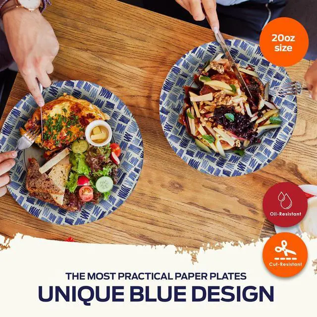Alt view image 2 of 5 - Heavy Duty Paper Bowls 20 oz for Soup,Microwave Safe,Blue,50 Count