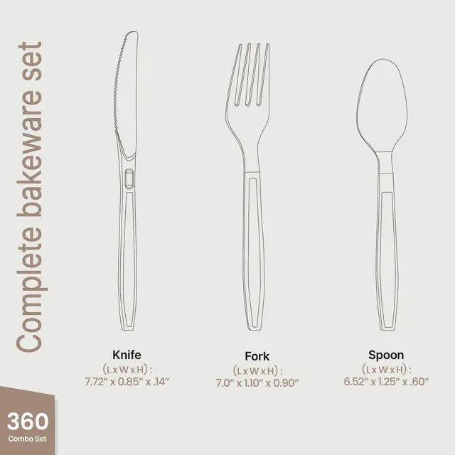 Alt view image 4 of 7 - Disposable Cutlery Set 360 Pieces of Forks, Knives & Spoons, Heavy Duty Plastic Silverware, BPA-Free Food-Grade Materials, Heat-Resistant, Reusable Utensils for Parties and Everyday Use, Clear