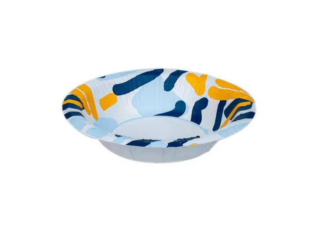 Alt view image 6 of 7 - Round Disposable Paper Bowls, Scribble Abstract Design, Heavy Duty Soak-Proof Cut-Resistant, Microwavable Paper Bowls, All Foods, Daily Use Special Occasions, 16 oz, 50 Count