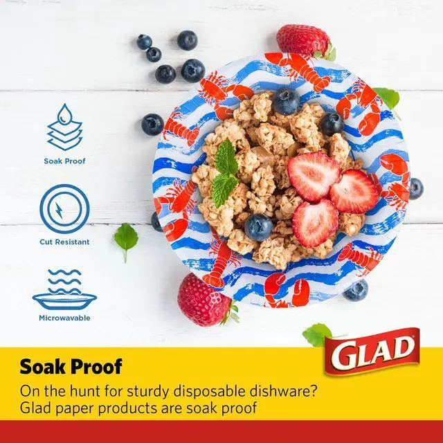 Alt view image 3 of 6 - Round Disposable Paper Bowls, Lobster Waves, 12 Oz, 50 Count