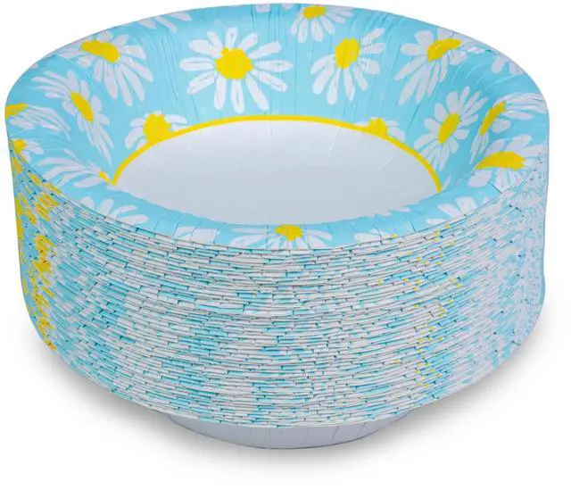 Alt view image 7 of 7 - Round Disposable Paper Bowls, Lovely Daisies, 12 Oz, 50 Count