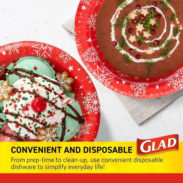Alt view image 4 of 6 - Holiday Disposable Paper Bowls, Red Snowflake, 12 Oz, 20 Count