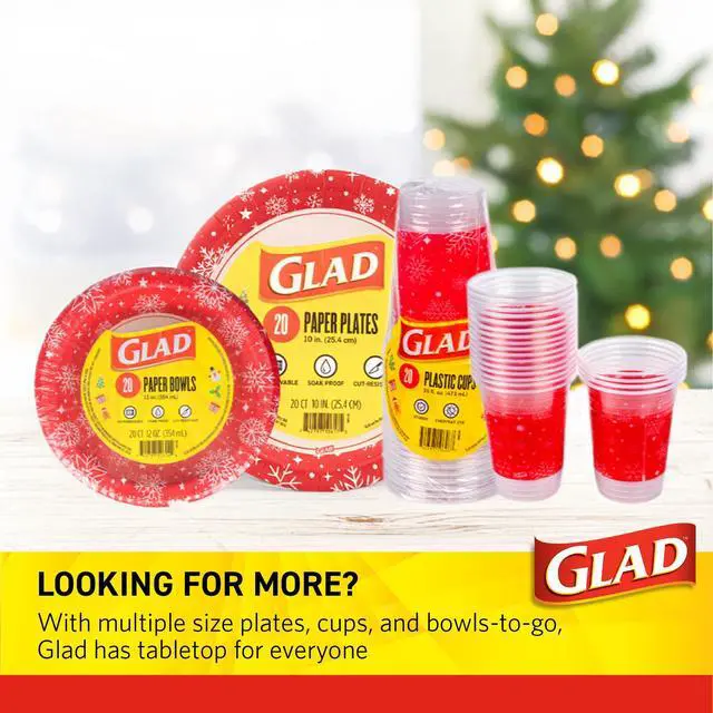 Alt view image 6 of 6 - Holiday Disposable Paper Bowls, Red Snowflake, 12 Oz, 20 Count