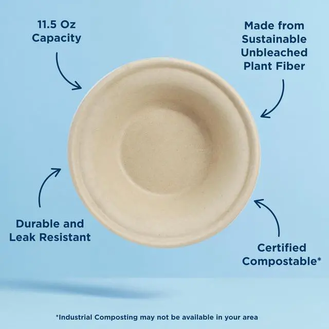 Alt view image 2 of 6 - Compostable Paper Bowls, 11.5 Oz (Pack of 20)