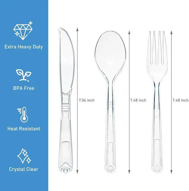 Alt view image 3 of 6 - 72 Count Heavy Duty Plastic Silverware, BPA-Free, Heat Resistant