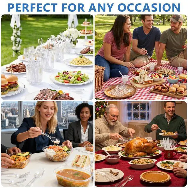 Alt view image 7 of 7 - 100 Count Plastic Silverware Heavy Duty -50 Forks, 50 Spoons