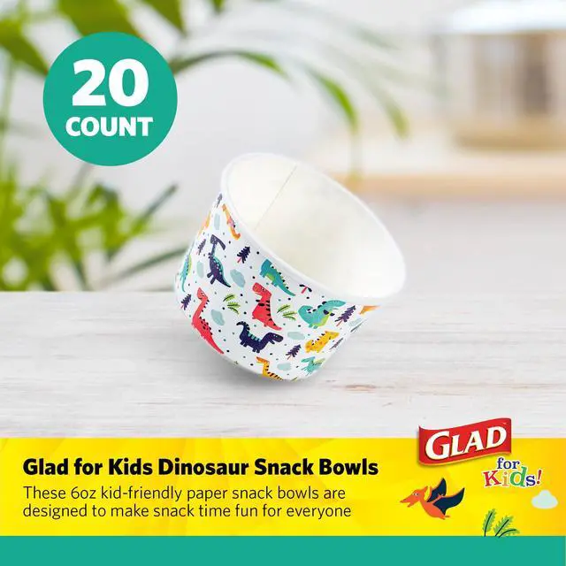 Alt view image 2 of 6 - for Kids Mini Disposable Paper Bowls, Dinosaurs, 6 Oz, 20 Count