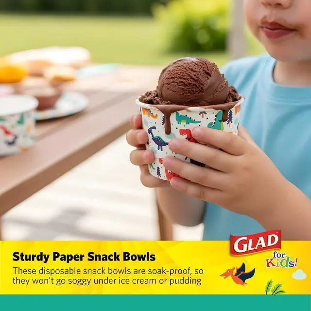 Alt view image 4 of 6 - for Kids Mini Disposable Paper Bowls, Dinosaurs, 6 Oz, 20 Count