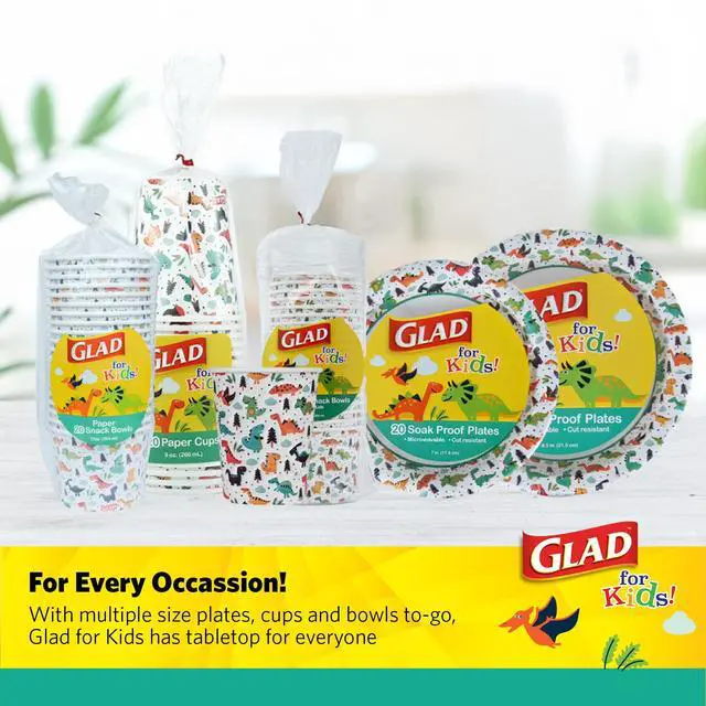 Alt view image 6 of 6 - for Kids Mini Disposable Paper Bowls, Dinosaurs, 6 Oz, 20 Count