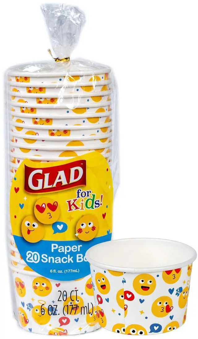 Main image of for Kids Disposable Paper Bowls, Emoji Print Design, 6 Oz, 20 Count