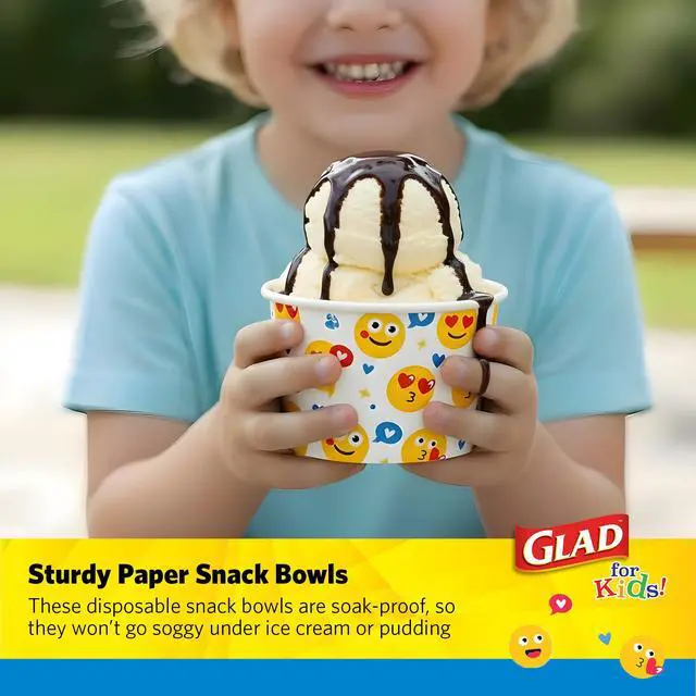 Alt view image 4 of 7 - for Kids Disposable Paper Bowls, Emoji Print Design, 6 Oz, 20 Count