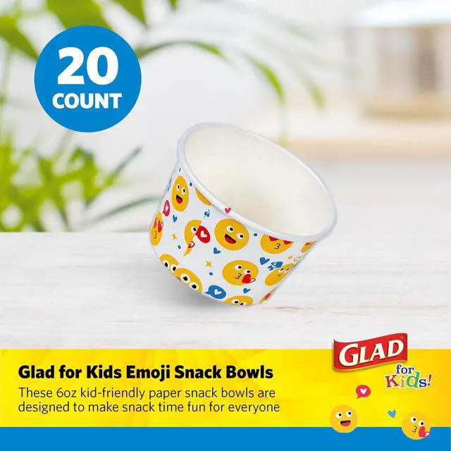 Alt view image 2 of 7 - for Kids Disposable Paper Bowls, Emoji Print Design, 6 Oz, 20 Count