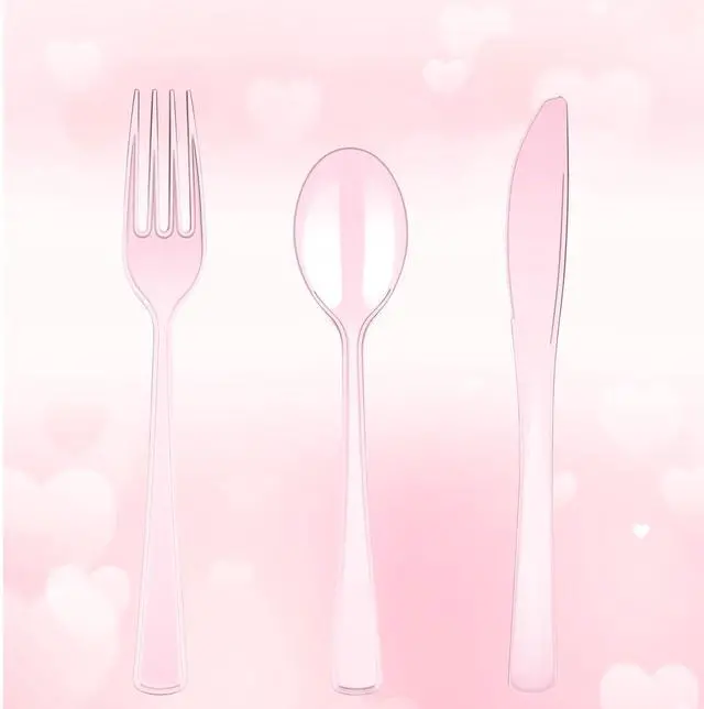 Main image of 150 Pack Clear Pink Disposable Plastic Silverware Heavy Duty, Plastic Cutlery Set, Forks and Spoons Knives Set for Valentine's Day Birthday Party Prom Night, Weddings