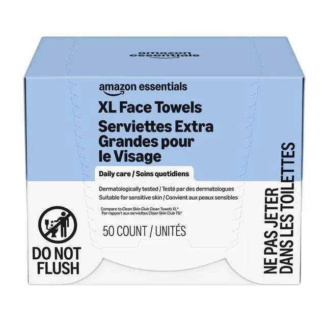 Alt view image 4 of 6 - XL Dry Face Towels, Ultra Soft, Disposable, Dermatologically Tested, 10 x 12 Inches, 50 Count, Pack of 1