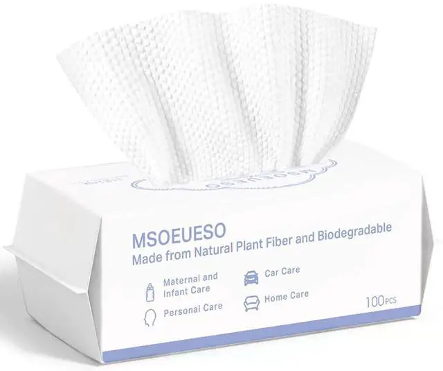 Main image of Disposable Face Towel, Cotton Facial Tissues, Dry Face Cloths, Thick Facial Wipes, Makeup Remover Wipes, Ultra Soft for Adults and Baby 100 count, 1 pack