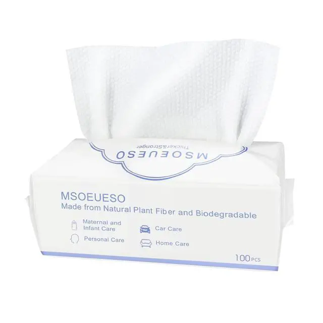 Alt view image 7 of 7 - Disposable Face Towel, Cotton Facial Tissues, Dry Face Cloths, Thick Facial Wipes, Makeup Remover Wipes, Ultra Soft for Adults and Baby 100 count, 1 pack
