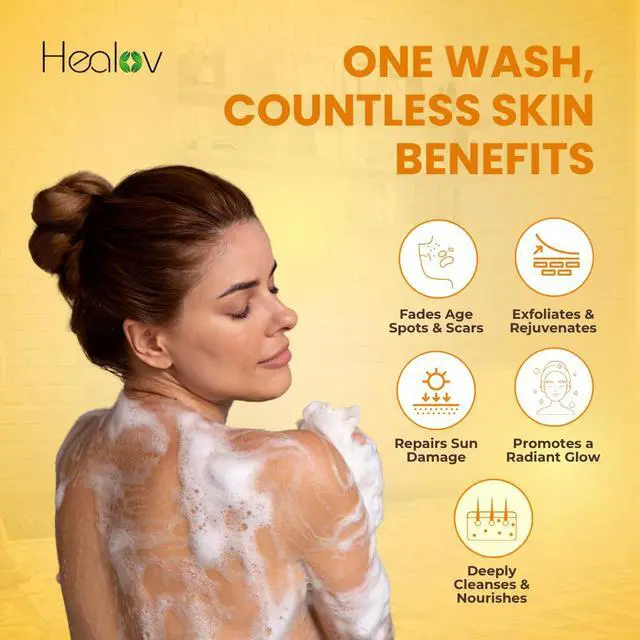 Alt view image 3 of 7 - Turmeric Body Wash Natural Skin Brightening Soap for Dark Spots & Hyperpigmentation Exfoliating Turmeric Face & Body Wash for Scars, Glow & Gentle Daily Cleansing Plant-Based Liquid Bath Soap