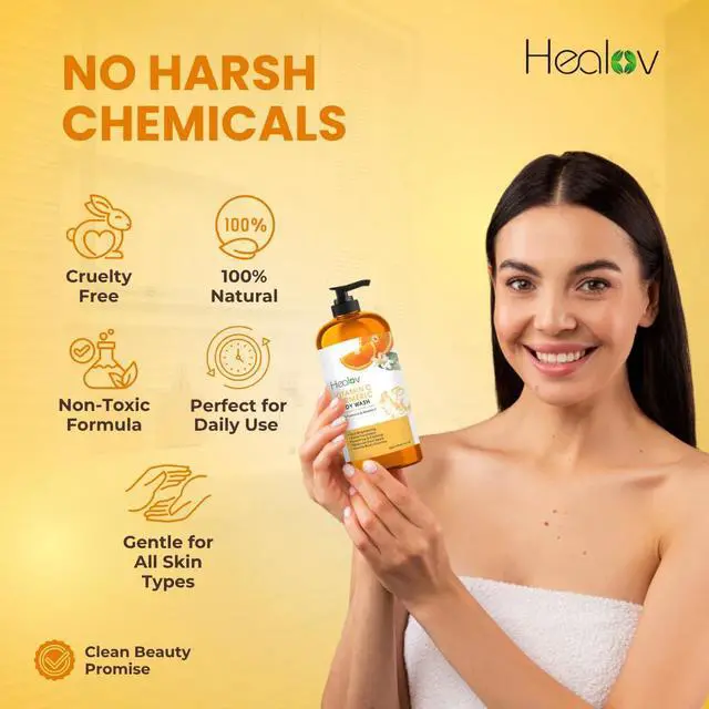 Alt view image 5 of 7 - Turmeric Body Wash Natural Skin Brightening Soap for Dark Spots & Hyperpigmentation Exfoliating Turmeric Face & Body Wash for Scars, Glow & Gentle Daily Cleansing Plant-Based Liquid Bath Soap