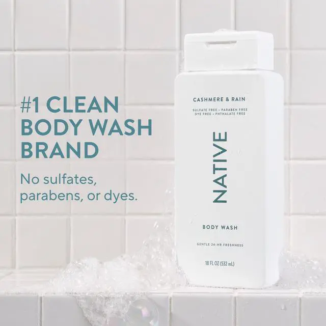 Alt view image 2 of 7 - Clean Body Wash, Gentle & pH-balanced for Sensitive Skin, 24-Hr Freshness for Women & Men, Vegan & Cruelty-Free, Free of Sulfates, Parabens & Phthalates, Cashmere & Rain, 18 fl oz