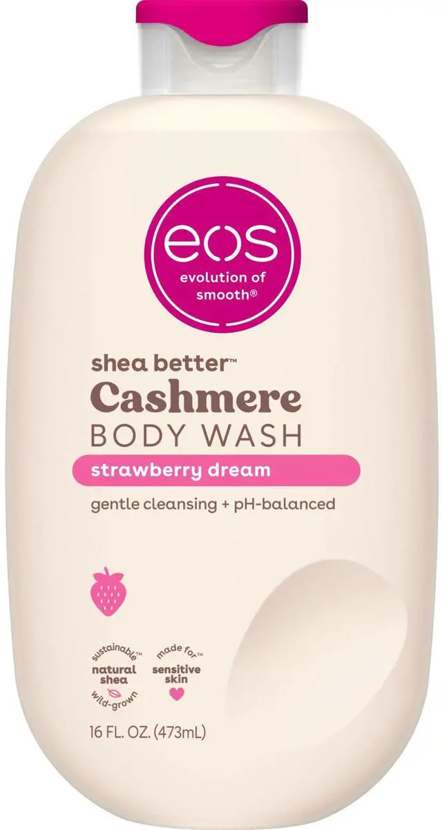 Main image of Cashmere Body Wash Strawberry Dreams, Moisturizing Body Wash, Creamy Gel Formula, with Shea Butter, Glycerin, Vitamin E, pH Balanced, Sensitive Skin, Vegan, 16 fl oz