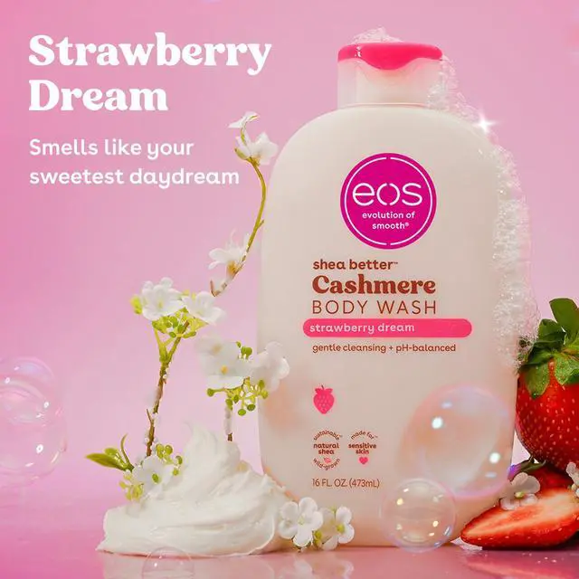 Alt view image 2 of 7 - Cashmere Body Wash Strawberry Dreams, Moisturizing Body Wash, Creamy Gel Formula, with Shea Butter, Glycerin, Vitamin E, pH Balanced, Sensitive Skin, Vegan, 16 fl oz
