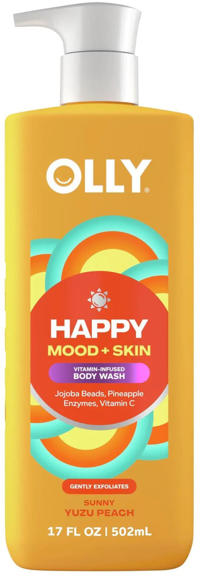Main image of Exfoliating Body Wash Happy Mood + Skin jojoba beads, pineapple enzymes & vitamin C to exfoliate and reveal softer, glowing skin 17 Fl Oz