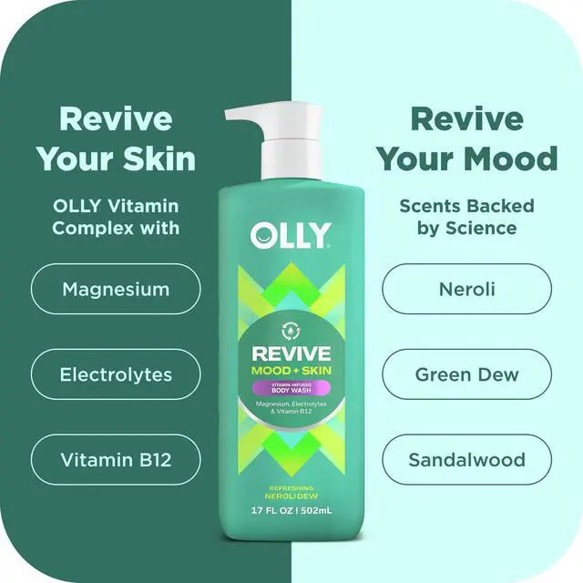 Alt view image 3 of 6 - Revive Body Wash with Magnesium, Electrolytes & Vitamin B12 Nourishing Cleanser for Skin Barrier Repair, Deep Hydration, Refreshing Nerolidew Scent, 17 oz