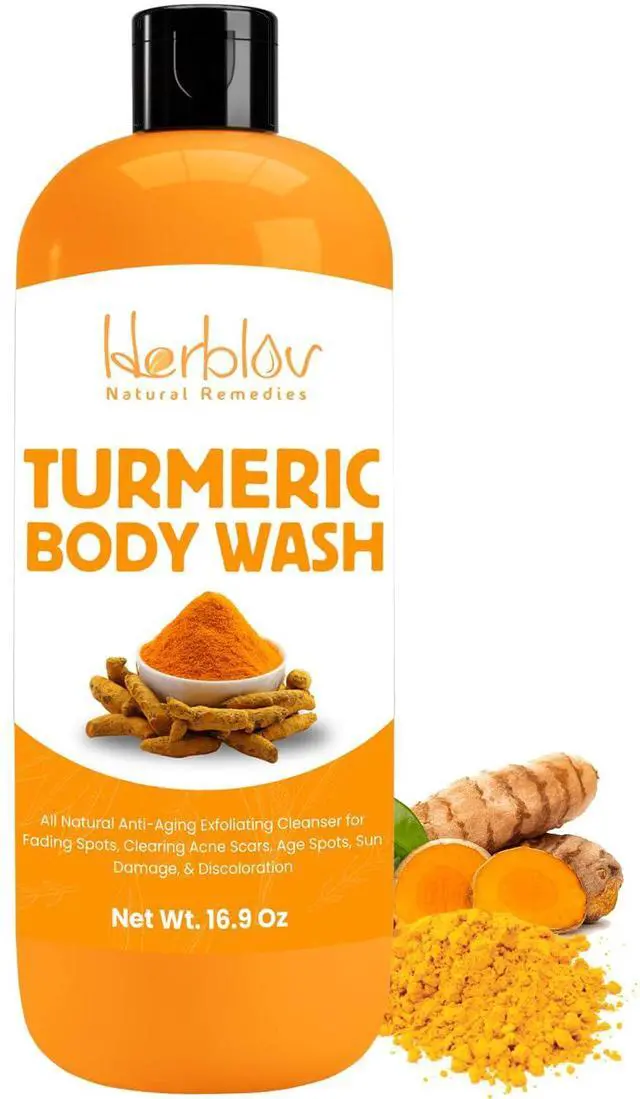 Main image of Turmeric Body Wash Skin Brightening Liquid Soap for Discoloration Natural Anti Aging Exfoliating Turmeric Body Wash for Spots, Acne, Sun Damage Bath Soap Skincare