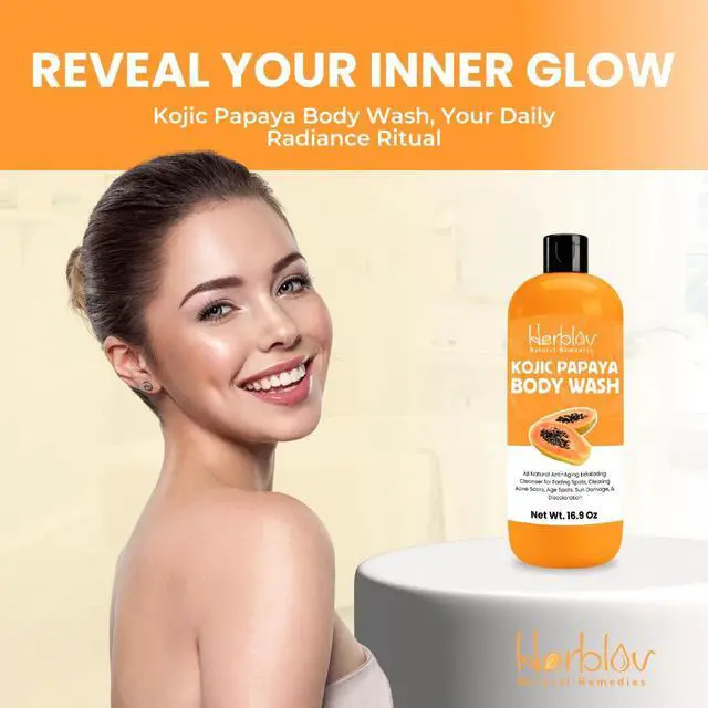 Alt view image 4 of 7 - Kojic Acid Soap for Hyperpigmentation Skin Brightening Kojic Papaya Body Wash Dark Spot Soap Reduces Acne, Scars, and Evens Skin Tone Turmeric Body Wash for Brighter Glowing Face