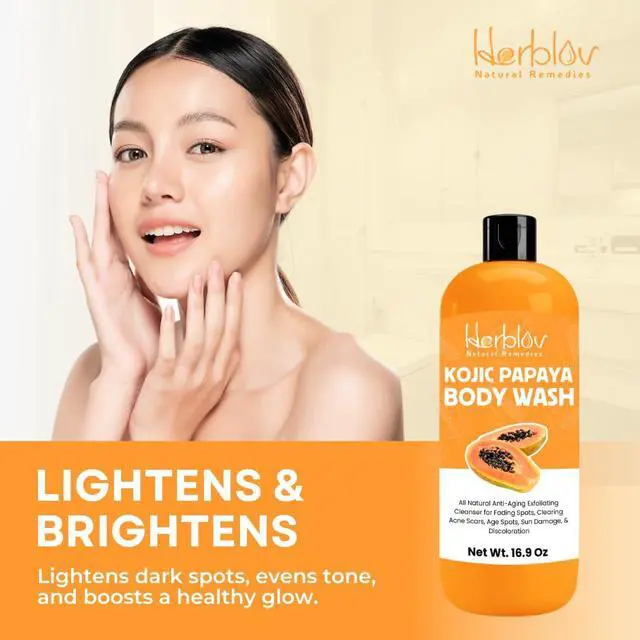 Alt view image 2 of 7 - Kojic Acid Soap for Hyperpigmentation Skin Brightening Kojic Papaya Body Wash Dark Spot Soap Reduces Acne, Scars, and Evens Skin Tone Turmeric Body Wash for Brighter Glowing Face