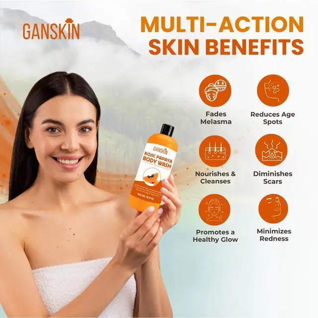 Alt view image 2 of 7 - Kojic Acid Soap for Hyperpigmentation Skin Brightening Kojic Papaya Body Wash Dark Spot Soap Reduces Acne, Scars, and Evens Skin Tone Turmeric Body Wash for Brighter Glowing Face