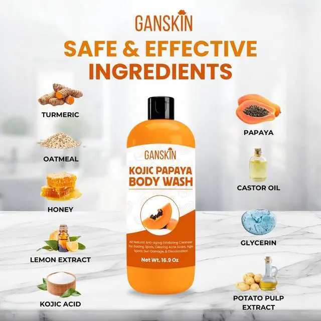 Alt view image 6 of 7 - Kojic Acid Soap for Hyperpigmentation Skin Brightening Kojic Papaya Body Wash Dark Spot Soap Reduces Acne, Scars, and Evens Skin Tone Turmeric Body Wash for Brighter Glowing Face