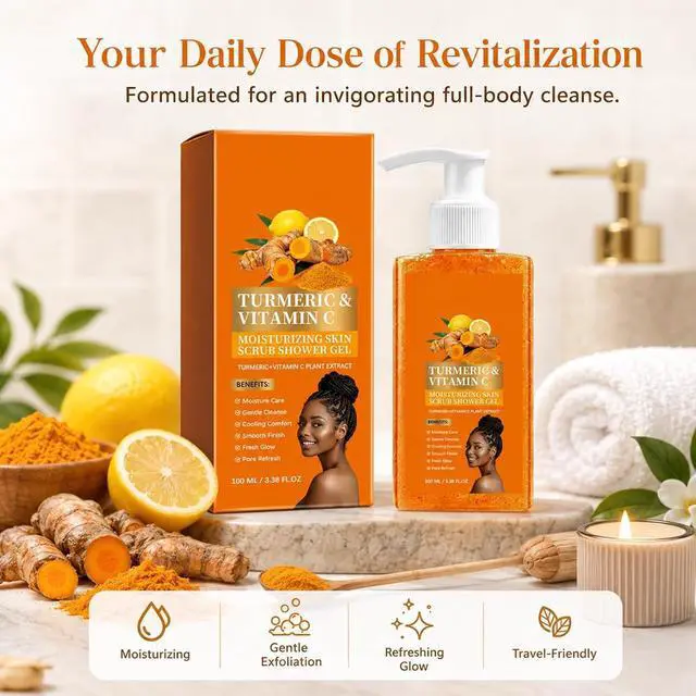 Alt view image 5 of 7 - Turmeric Orange Body Wash, Turmeric body scrub with Exfoliant Formula, Even Out Skin Texture, Gentle Cleansing Shower Gel Scrub for Radiant Glowing Skin, 120ml (2 Packs)