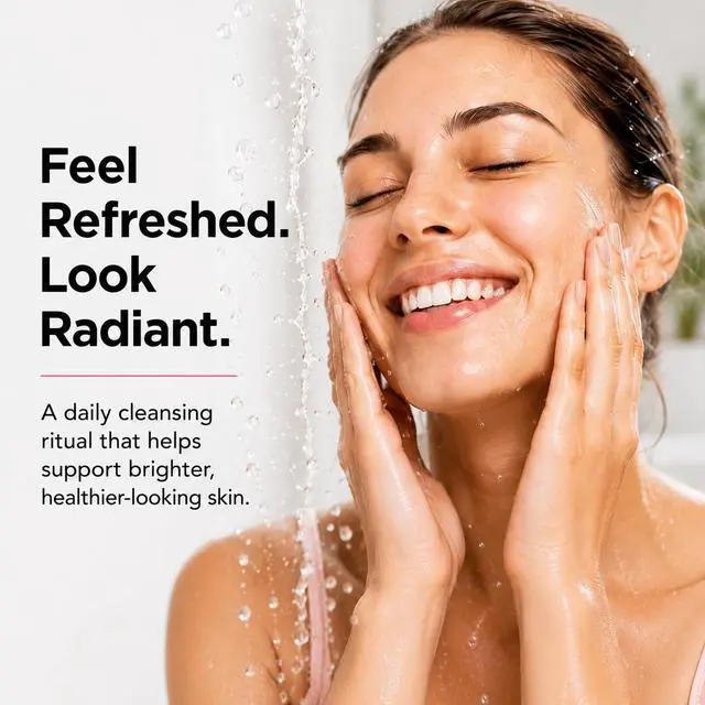 Alt view image 4 of 7 - Glowing Facial Cleanser - Vitamin C Face Wash to Support Even-Looking Tone and Radiant, Brighter Skin with Niacinamide, AHA & Vitamin E, Gentle Daily Cleanser, 2.5 fl oz (1-Pack)