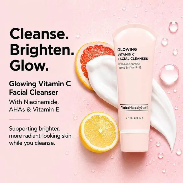 Alt view image 2 of 7 - Glowing Facial Cleanser - Vitamin C Face Wash to Support Even-Looking Tone and Radiant, Brighter Skin with Niacinamide, AHA & Vitamin E, Gentle Daily Cleanser, 2.5 fl oz (1-Pack)