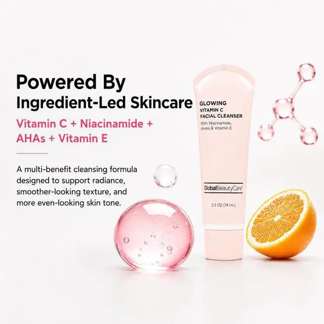 Alt view image 6 of 7 - Glowing Facial Cleanser - Vitamin C Face Wash to Support Even-Looking Tone and Radiant, Brighter Skin with Niacinamide, AHA & Vitamin E, Gentle Daily Cleanser, 2.5 fl oz (1-Pack)