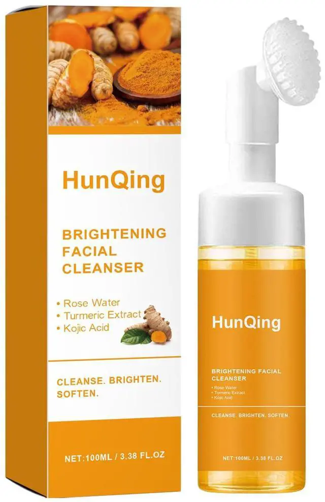 Main image of Glow Wash Turmeric Face Wash With Brush,Deep Cleansing Exfoliating Foaming Facial Cleanser.
