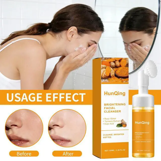 Alt view image 2 of 7 - Glow Wash Turmeric Face Wash With Brush,Deep Cleansing Exfoliating Foaming Facial Cleanser.
