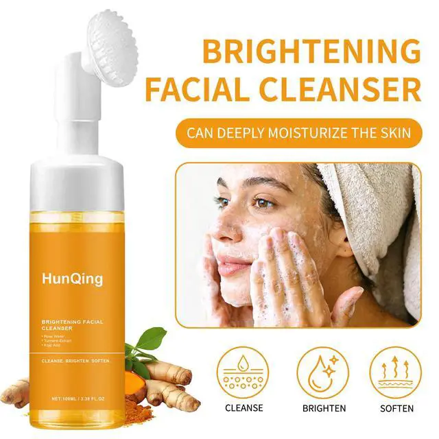 Alt view image 3 of 7 - Glow Wash Turmeric Face Wash With Brush,Deep Cleansing Exfoliating Foaming Facial Cleanser.