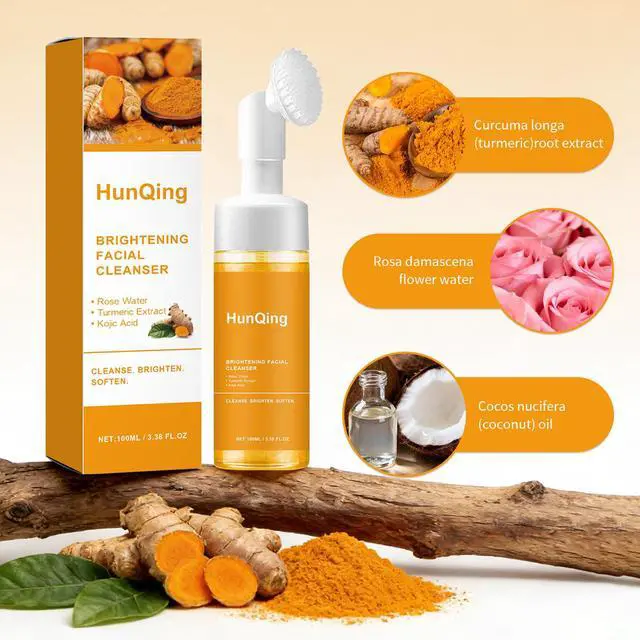 Alt view image 7 of 7 - Glow Wash Turmeric Face Wash With Brush,Deep Cleansing Exfoliating Foaming Facial Cleanser.